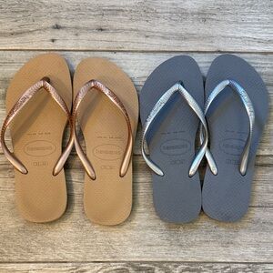 Havaianas Sandals in Rose Gold and Silver